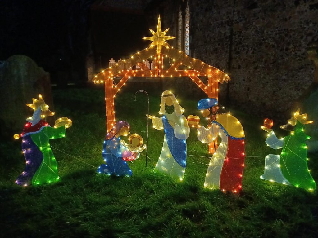 Worth Church has window 18 in the village "Advent Calendar"